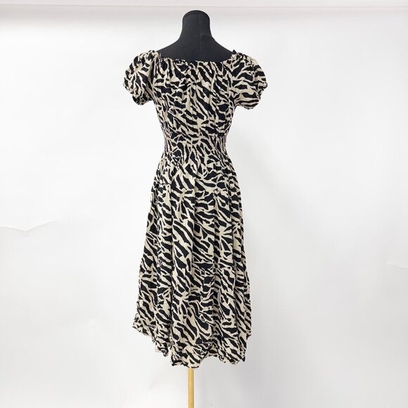 VINTAGE STYLE OFF THE SHOULDER PUFF DRESS PRINTED - Picture 4 of 7